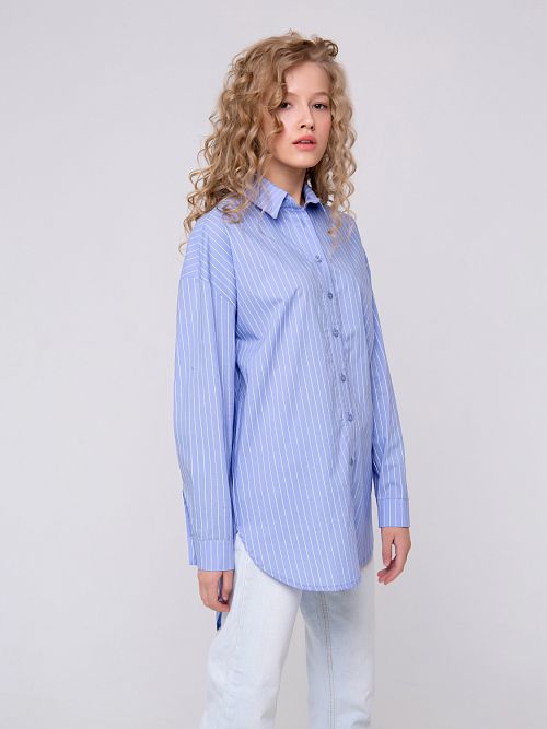 302BLU Рубашка женская удлиненная