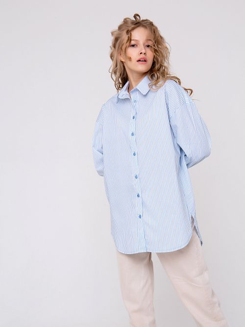 302WHT Рубашка женская удлиненная